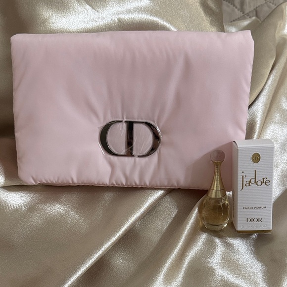 Dior Handbags - NEW Dior Soft Pink Pillow Clutch Makeup Pouch with Silver Logo and deluxe Jadore